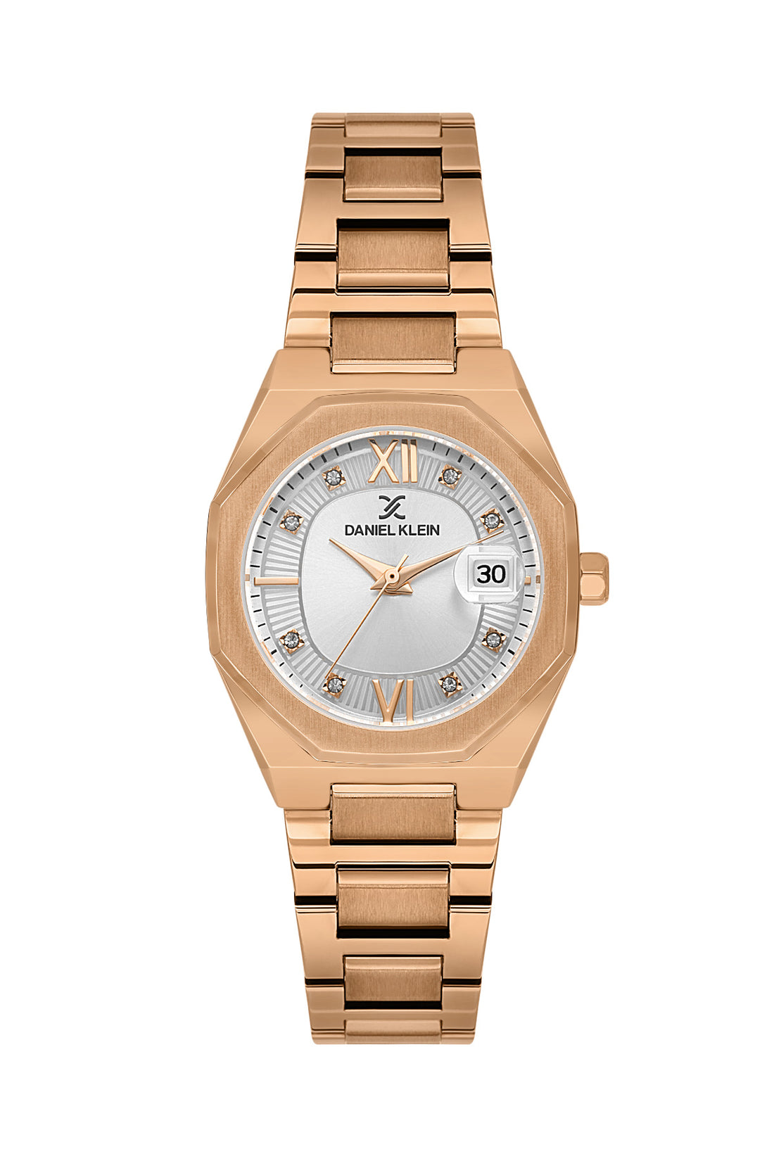 Daniel Klein Silver Dial Pink Rose Gold Strap Women’s Analog Watch DK.1.14109-5