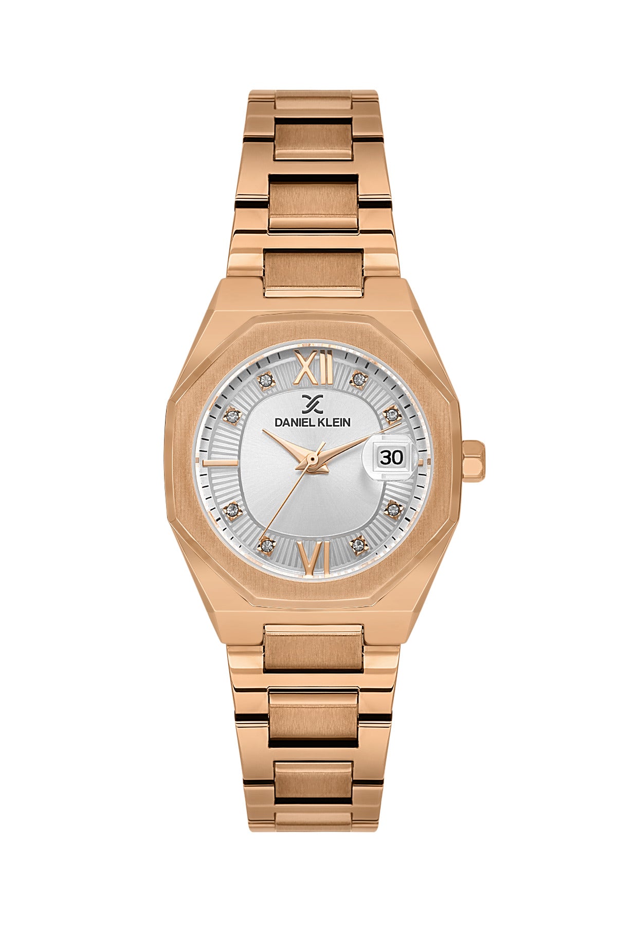 Daniel Klein Silver Dial Pink Rose Gold Strap Women’s Analog Watch DK.1.14109-5