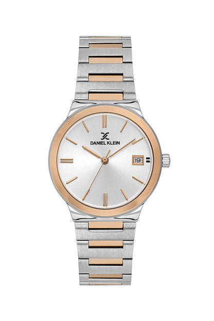 Daniel Klein Silver Dial Silver–Rose Gold Strap Women’s Analog Watch DK.1.14110-6