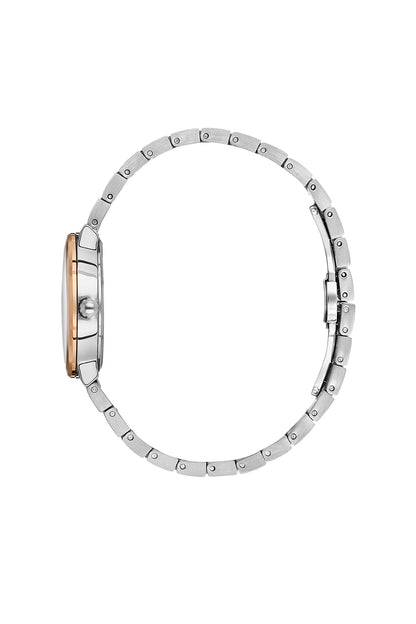 Daniel Klein Silver Dial Silver–Rose Gold Strap Women’s Analog Watch DK.1.14110-6