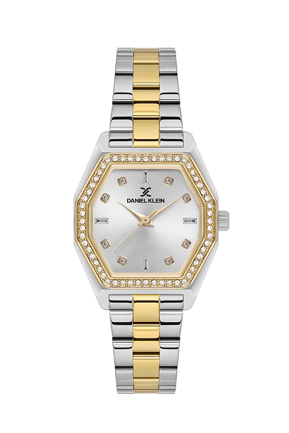 Daniel Klein Silver Dial Silver–Gold Strap Women’s Analog Watch DK.1.14113-4