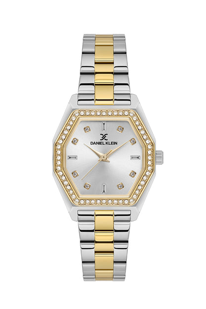 Daniel Klein Silver Dial Silver–Gold Strap Women’s Analog Watch DK.1.14113-4