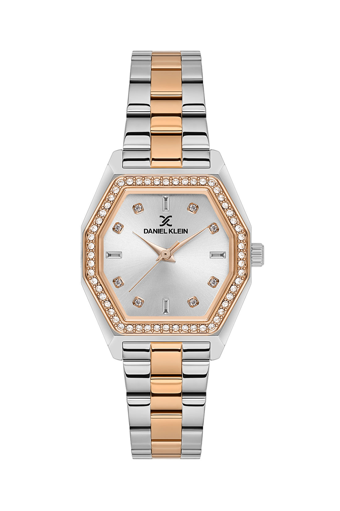 Daniel Klein Silver Dial Silver–Rose Gold Strap Women’s Analog Watch DK.1.14113-6
