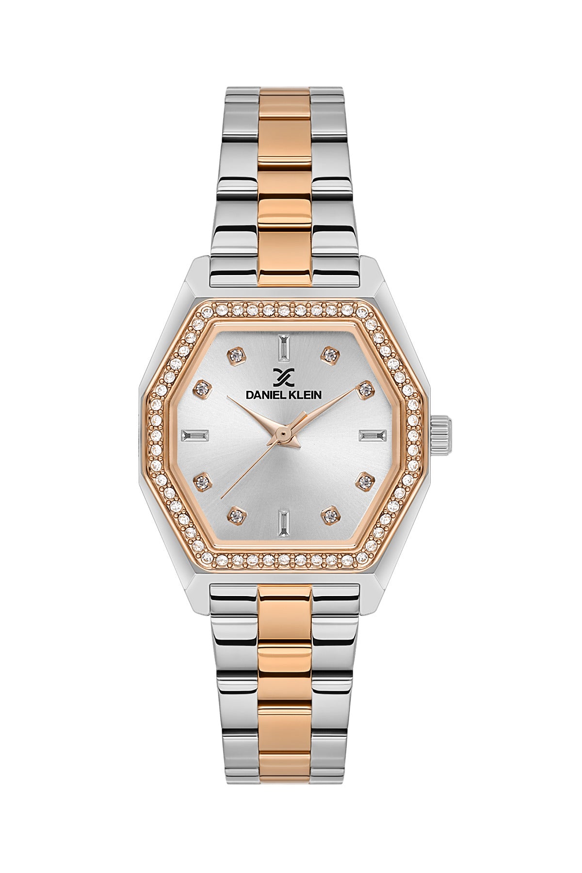 Daniel Klein Silver Dial Silver–Rose Gold Strap Women’s Analog Watch DK.1.14113-6