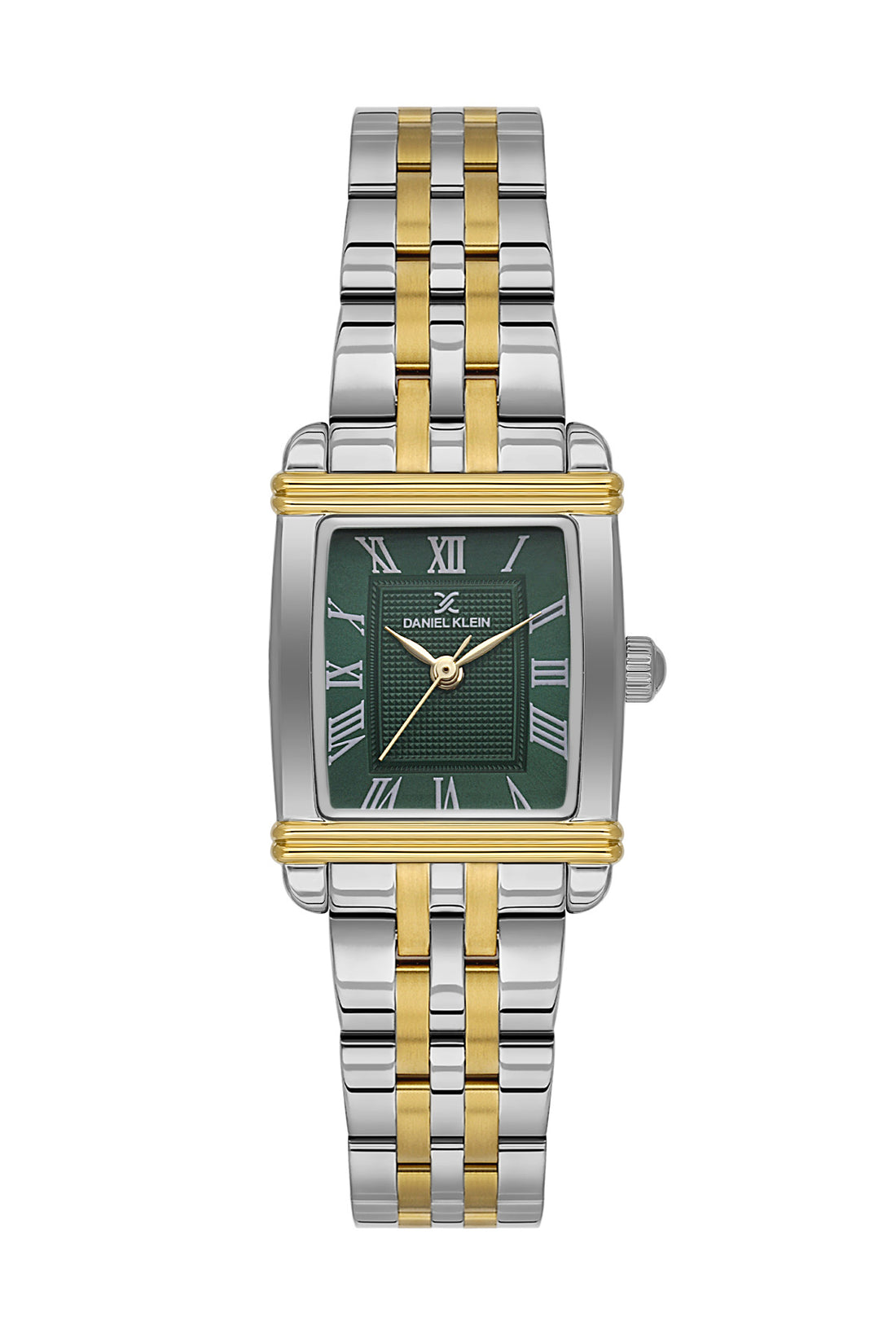 Daniel Klein Dark Green Dial Silver–Gold Strap Women’s Analog Watch DK.1.14115-4