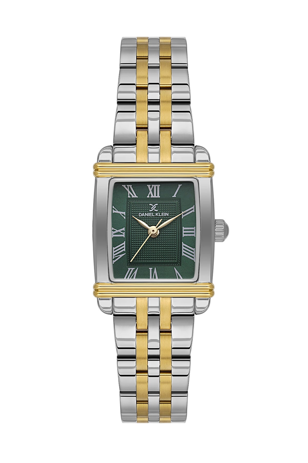Daniel Klein Dark Green Dial Silver–Gold Strap Women’s Analog Watch DK.1.14115-4