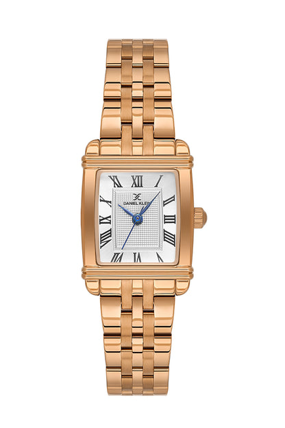Daniel Klein Silver Dial Pink Rose Gold Strap Women’s Analog Watch DK.1.14115-5