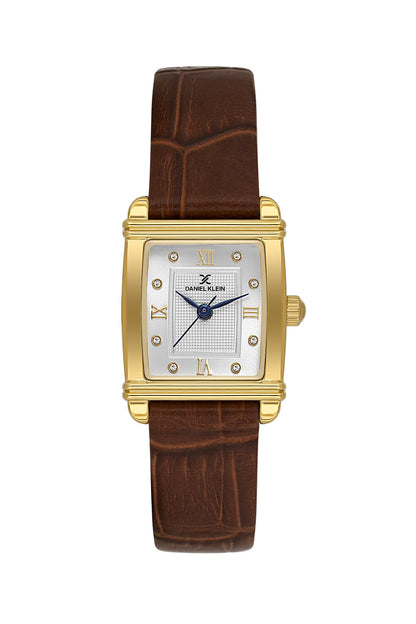 Daniel Klein Silver Dial Dark Brown Strap Women’s Analog Watch DK.1.14116-3