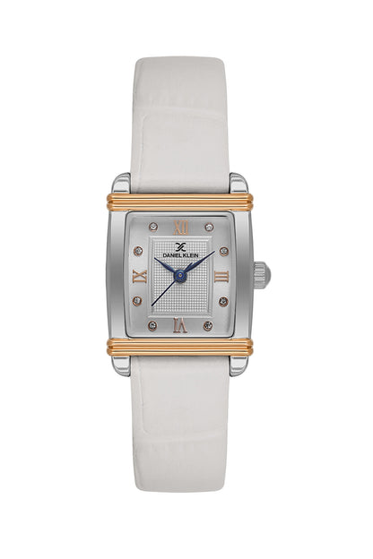 Daniel Klein Silver Dial White Strap Women’s Analog Watch DK.1.14116-5