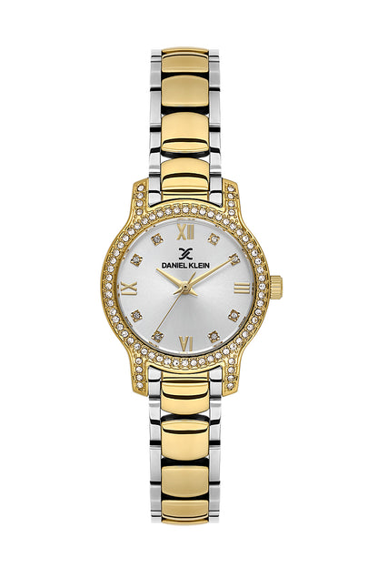 Daniel Klein Silver Dial Silver–Gold Strap Women’s Analog Watch DK.1.14118-4