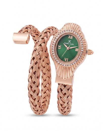 Daniel Klein Women Green Dial Rose Gold Bracelet Analog Watch DK.1.14121-6