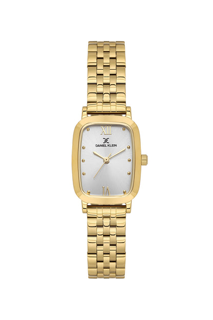 Daniel Klein Silver Dial Gold Strap Women’s Analog Watch DK.1.14127-3