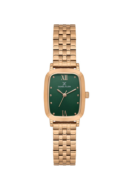 Daniel Klein Dark Green Dial Rose Gold-Tone Women’s Analog Watch DK.1.14127-5