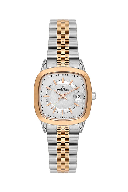 Daniel Klein Silver Dial Dual-Tone Women’s Analog Watch DK.1.14129-6