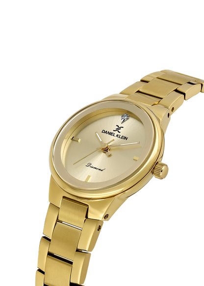 Daniel Klein Light Champagne Dial Gold Women’s Analog Watch DK.1.14136-2