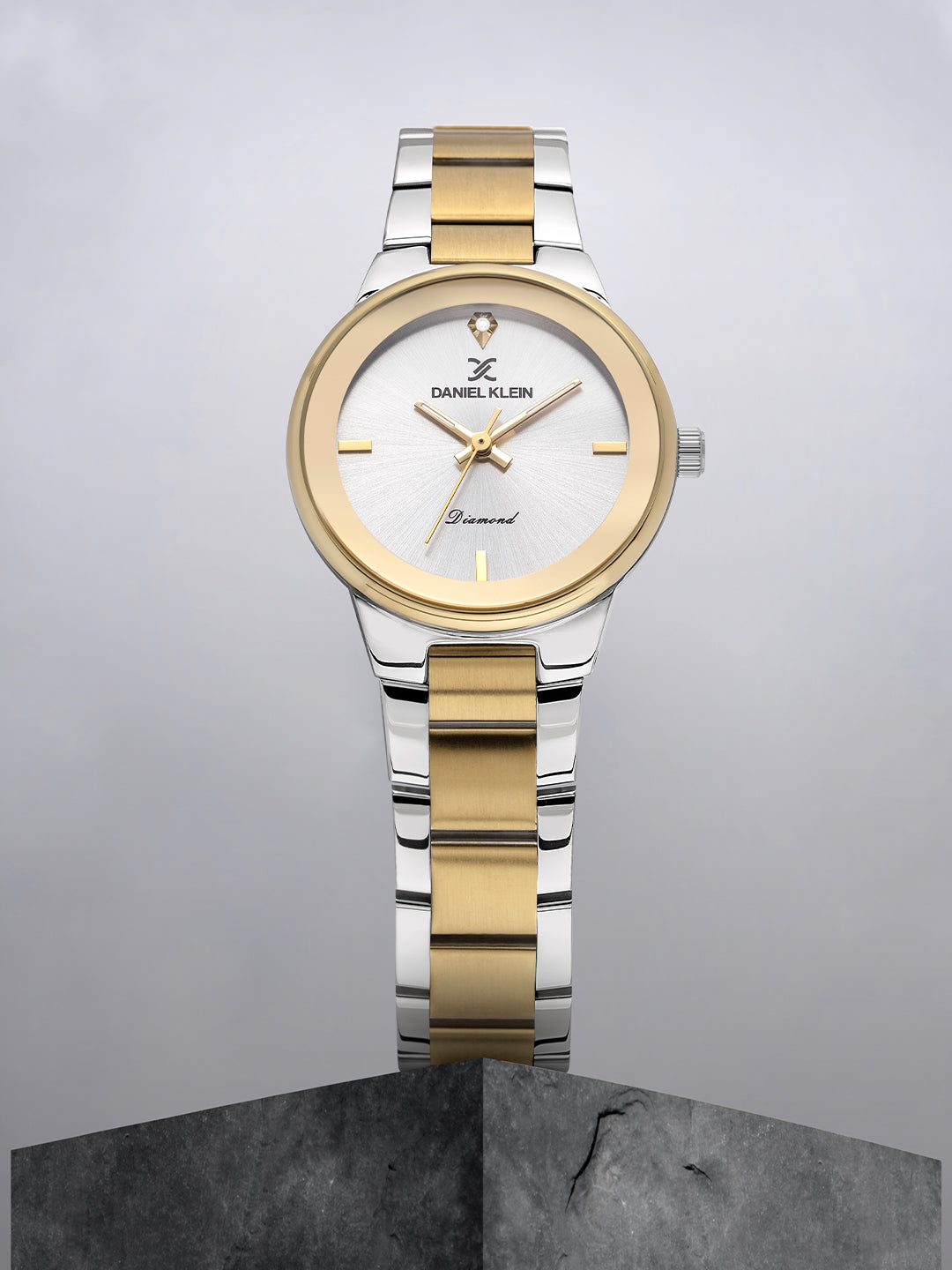 Daniel Klein Silver Dial Dual-Tone Women’s Analog Watch DK.1.14136-3