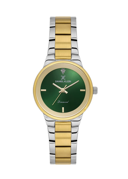 Daniel Klein Dark Green Dial Dual-Tone Women’s Analog Watch DK.1.14136-4