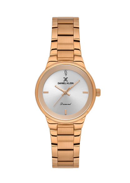 Daniel Klein Silver Dial Rose Gold Women’s Analog Watch DK.1.14136-5