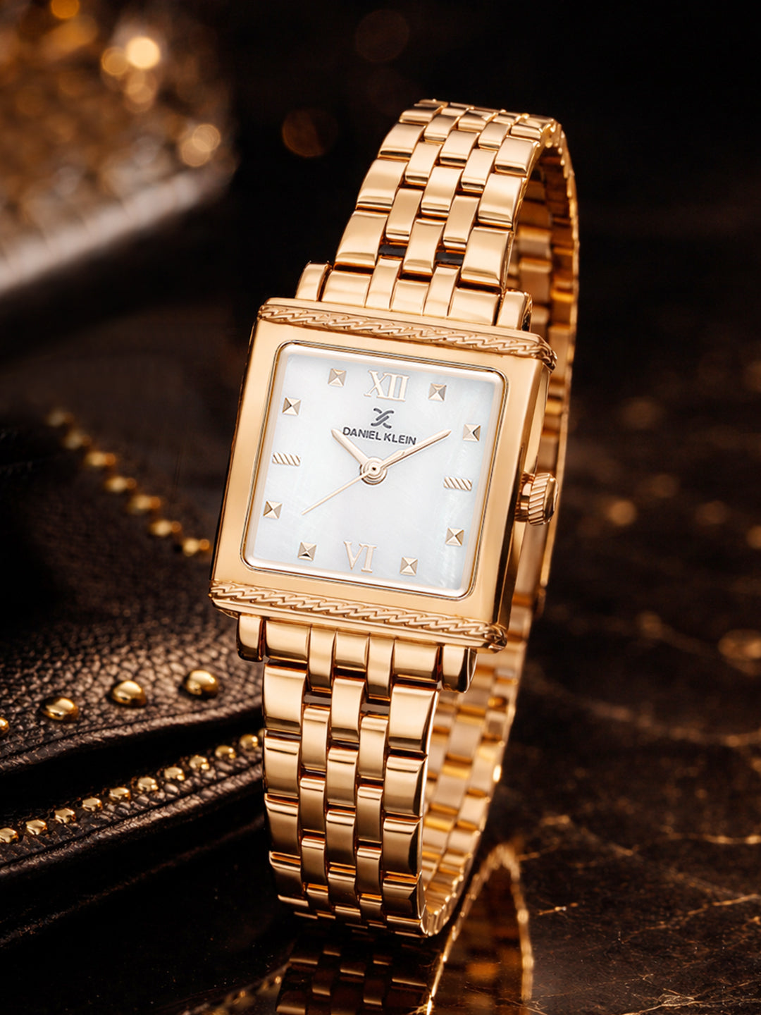 Daniel Klein Analog White Mop Round Dial Pink Rose Gold Case Pink Rose Gold Strap Quartz Water-Resistant Wrist Watch for Women Girls, Ladies DK.1.14168-5