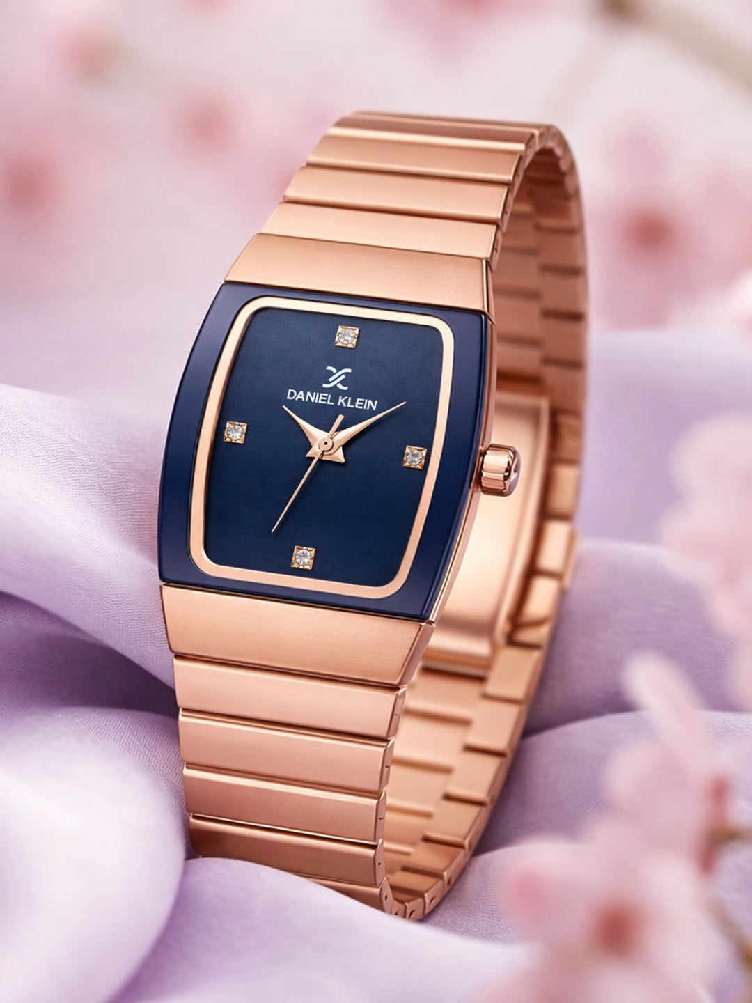 Daniel Klein Analog Blue Round Dial Pink Rose Gold/Blue Case Pink Rose Gold Strap Quartz Water-Resistant Wrist Watch for Women Girls, Ladies DK.1.14191-5