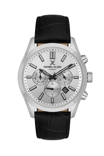Daniel Klein Exclusive Silver Dial Black Strap Men’s Analog Watch DK.1.14212-1