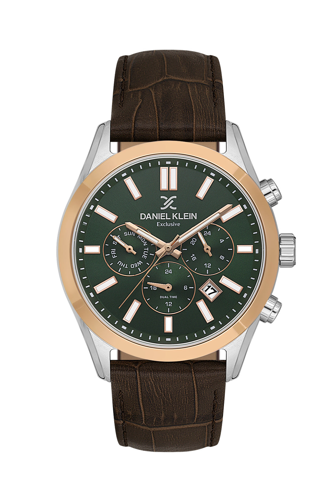 Daniel Klein Exclusive Dark Green Dial Dark Brown Strap Men’s Analog Watch DK.1.14212-4