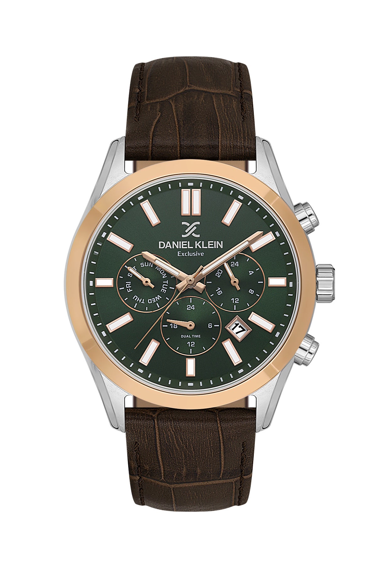 Daniel Klein Exclusive Dark Green Dial Dark Brown Strap Men’s Analog Watch DK.1.14212-4