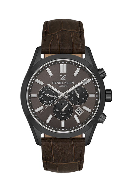Daniel Klein Exclusive Warm Grey Dial Dark Brown Strap Men’s Analog Watch DK.1.14212-5