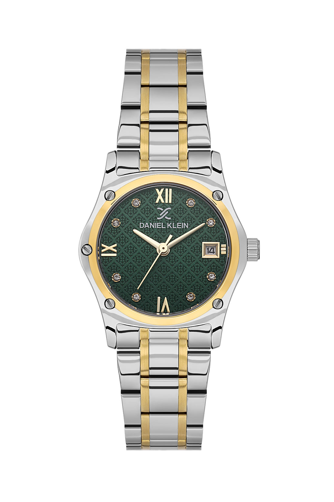 Daniel Klein Dark Green Dial Two-Tone Women’s Analog Watch DK.1.14271-4