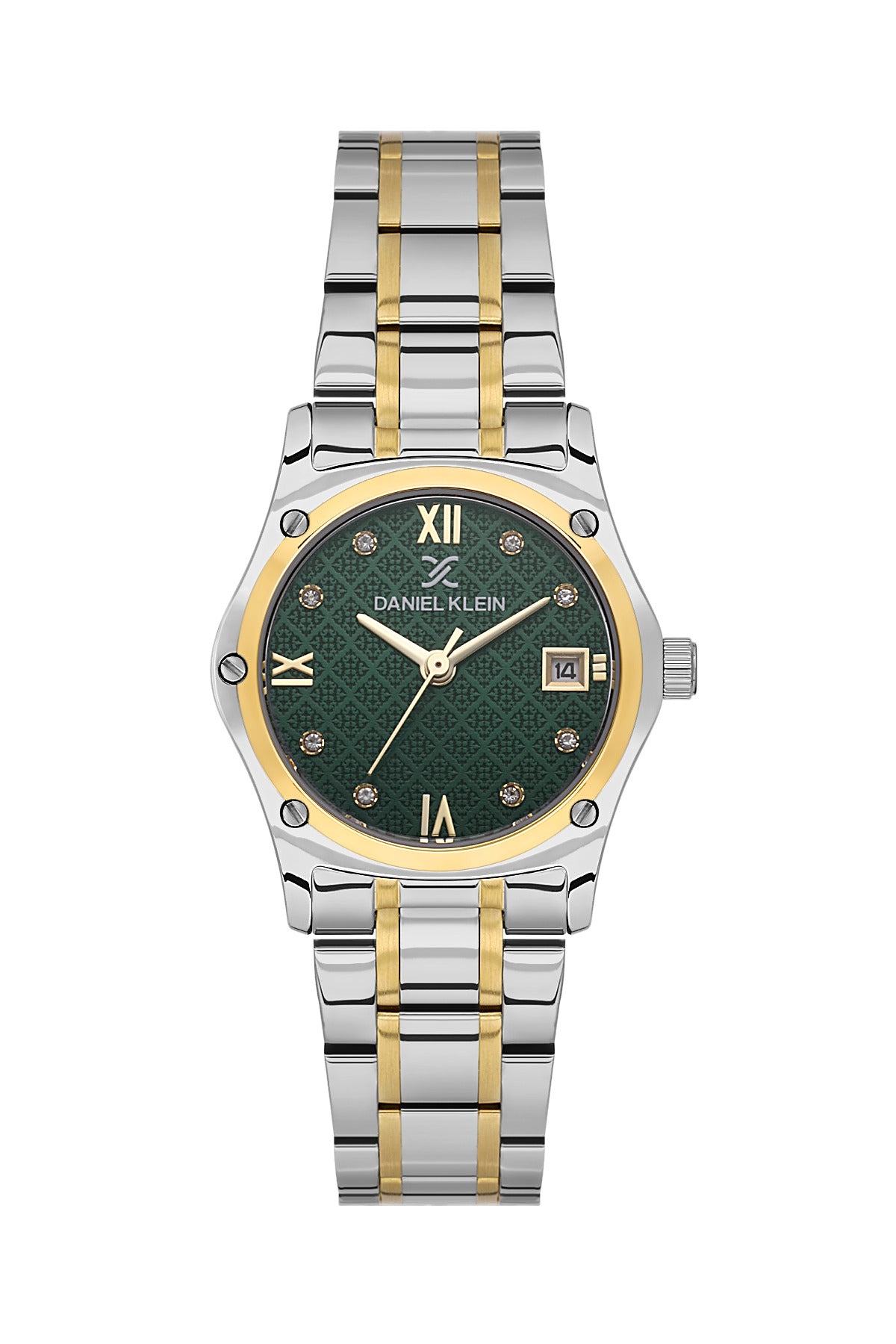 Daniel Klein Dark Green Dial Two-Tone Women’s Analog Watch DK.1.14271-4