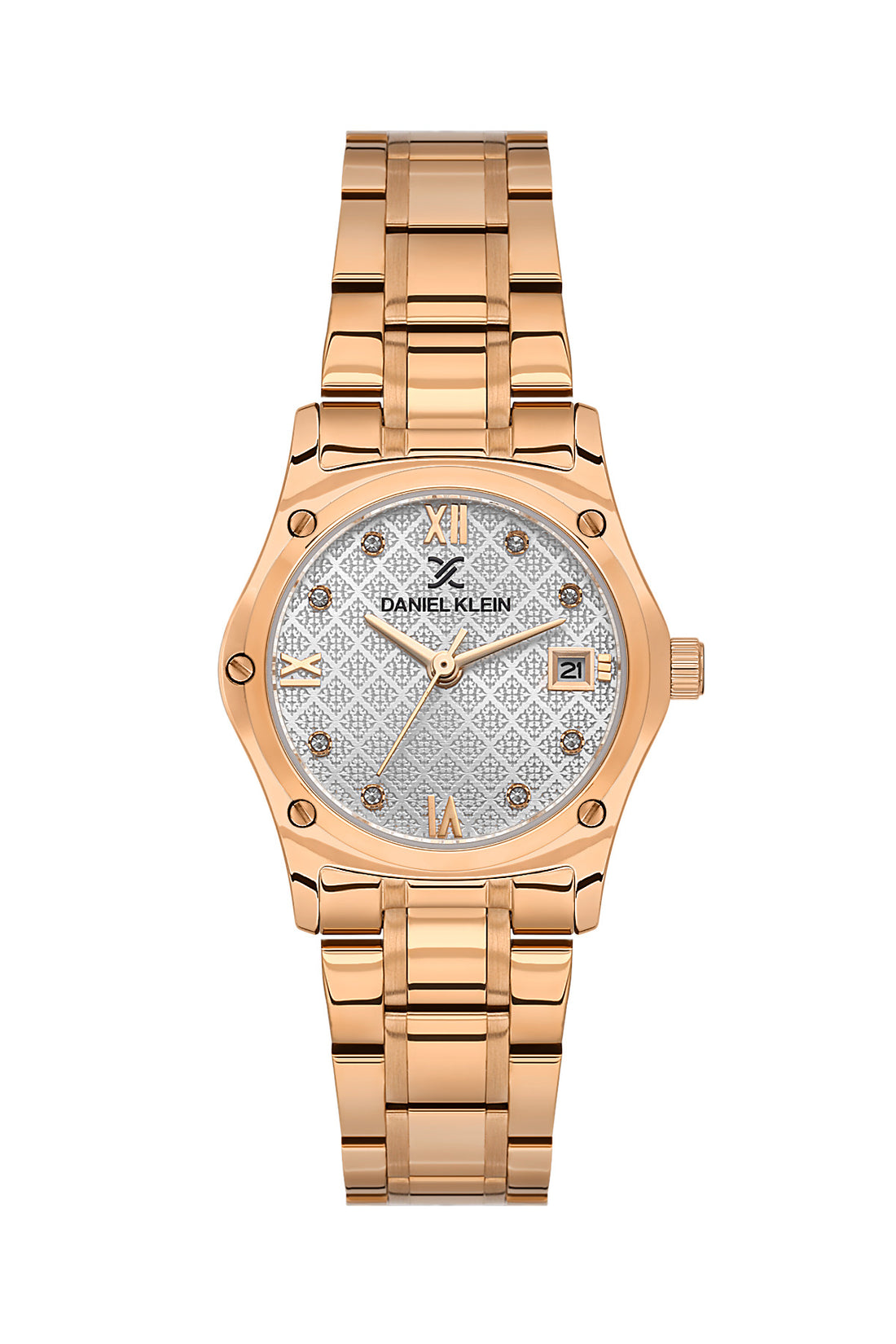 Daniel Klein Silver Dial Pink Rose Gold Strap Women’s Analog Watch DK.1.14271-5