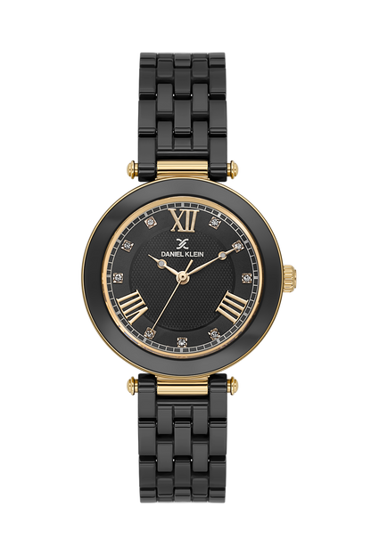 Daniel Klein Gun Black Dial &amp; Black Strap Women’s Analog Watch DK.1.14282-3