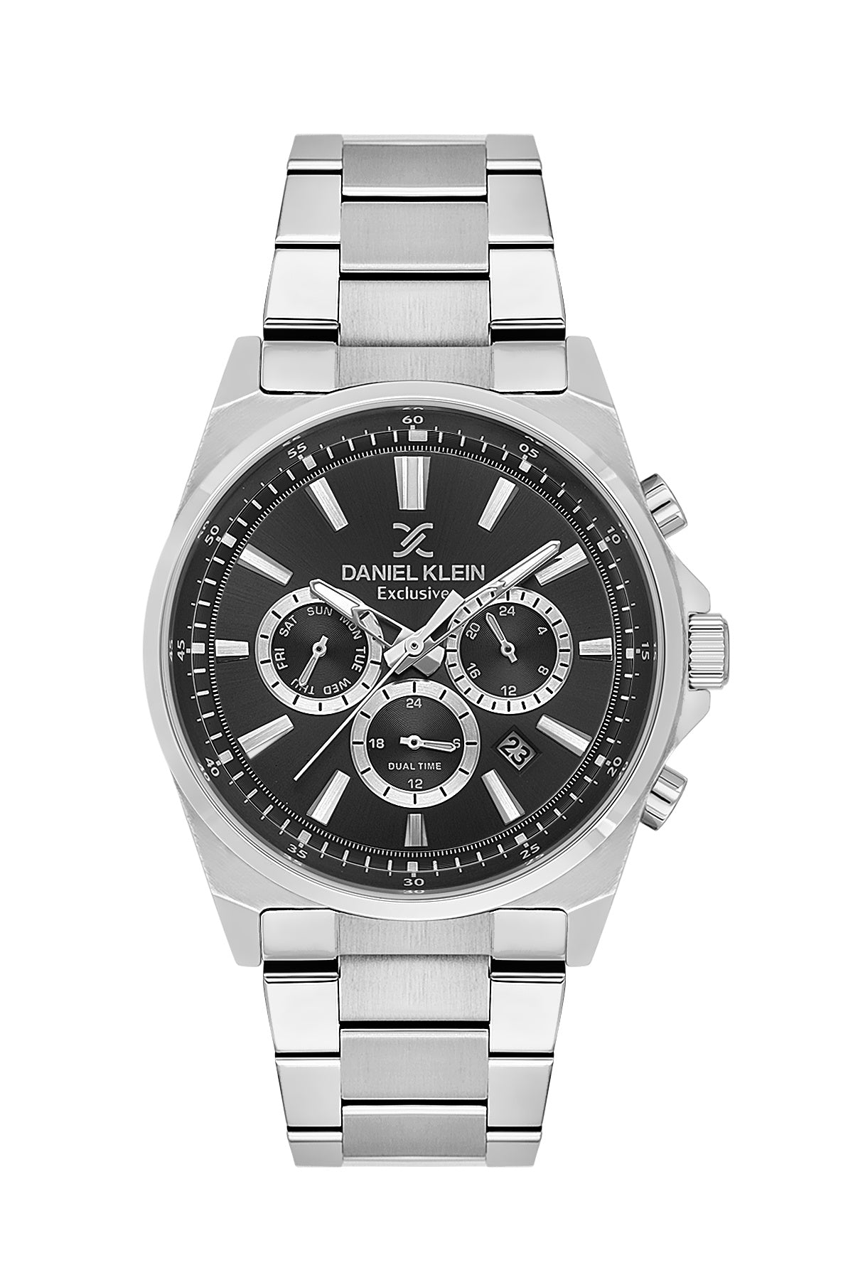 Men Black Dial Silver Chronograph Analogue Watch