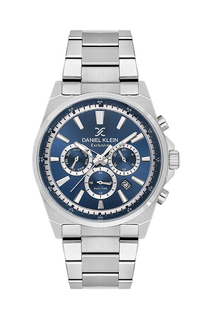 Men Royal Blue Dial Silver Chronograph Analogue Watch