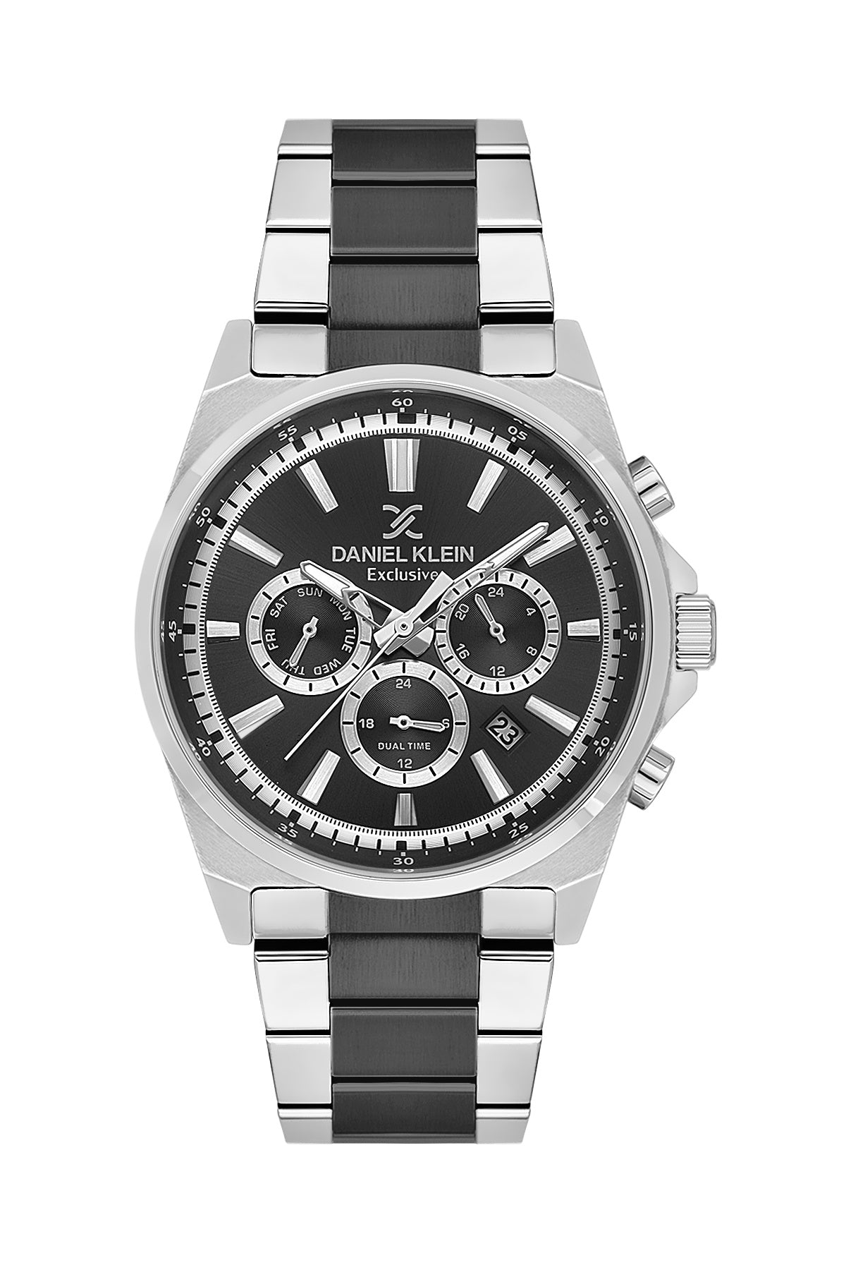 Men Black Dial Silver &amp; Black Chronograph Analogue Watch