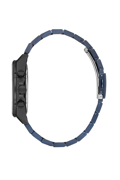 Men Navy Blue Dial Blue Chronograph Analogue Watch