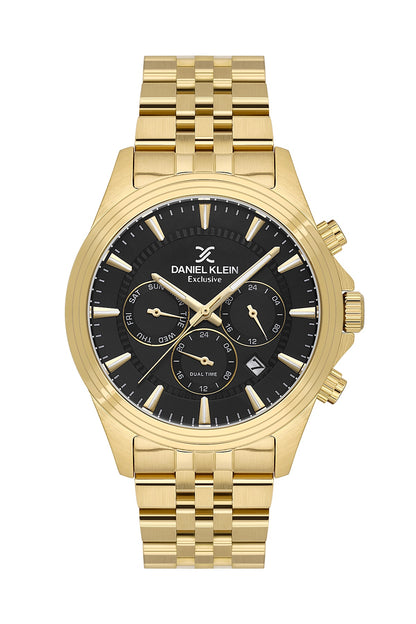 Men Black Dial Gold Chronograph Analogue Watch