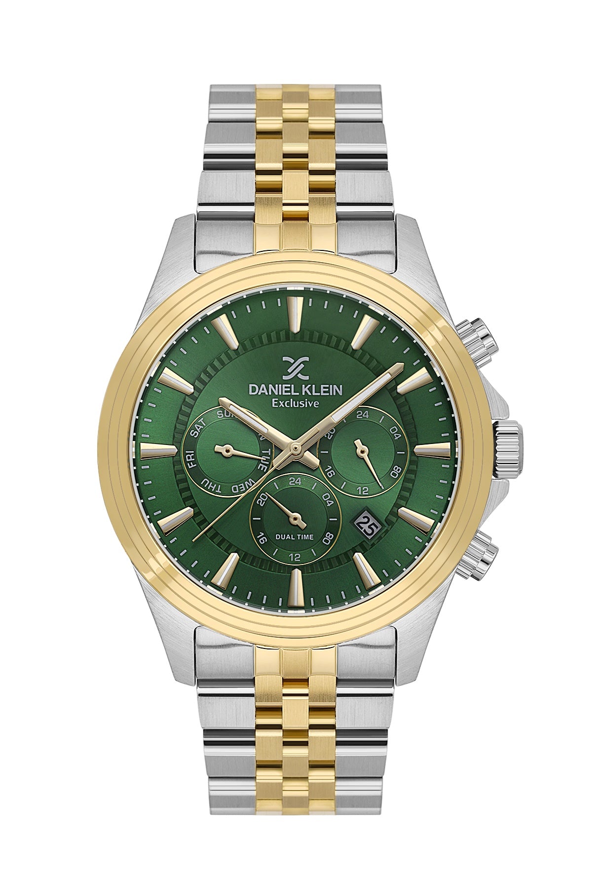 Men Green Dial Gold &amp; Silver Chronograph Analogue Watch
