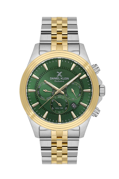 Men Green Dial Gold &amp; Silver Chronograph Analogue Watch