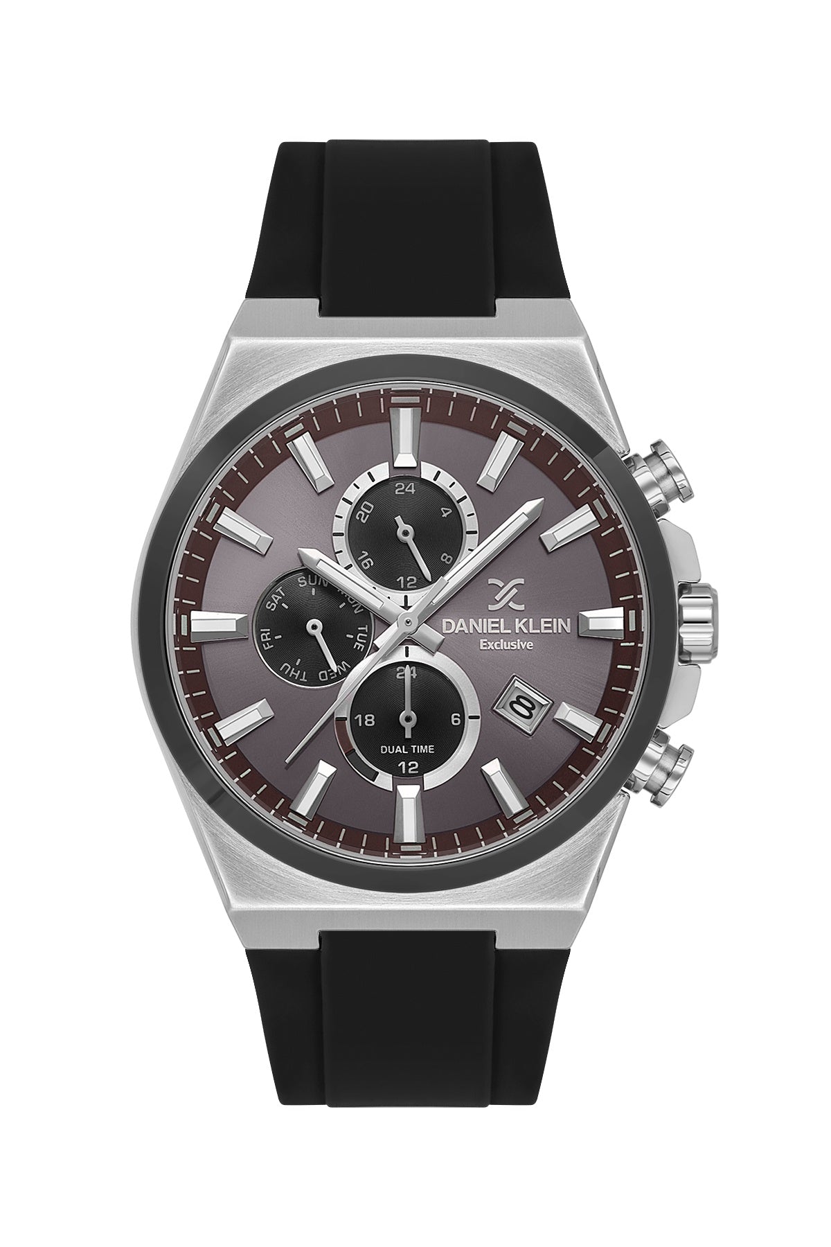 Men Grey Dial Black Silicone Strap Chronograph Analogue Watch