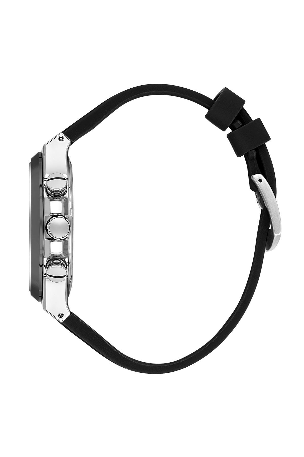 Men Grey Dial Black Silicone Strap Chronograph Analogue Watch