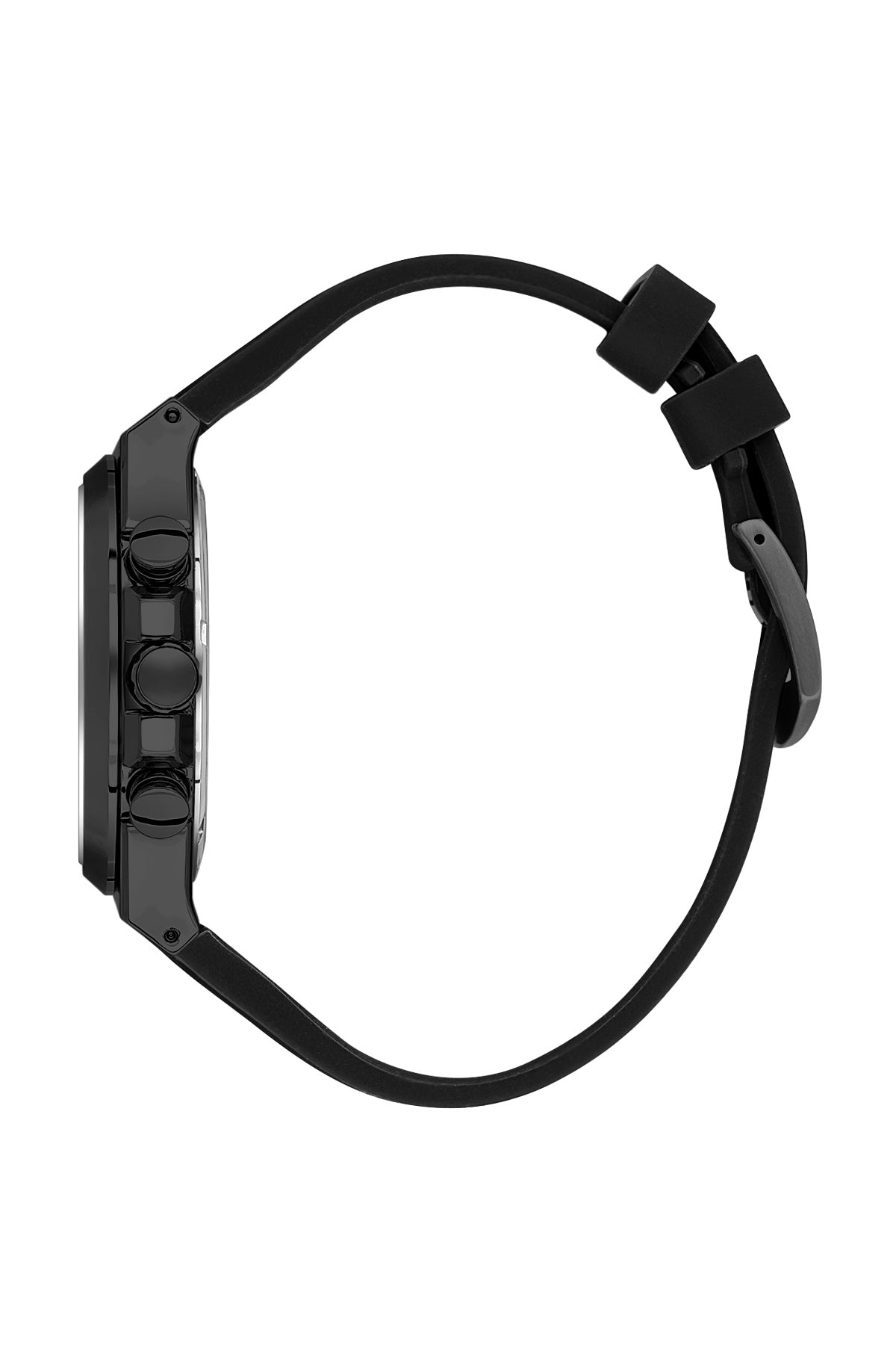 Men Grey Dial Black Silicone Strap Chronograph Analogue Watch