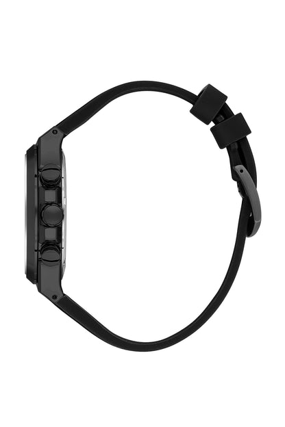 Men Grey Dial Black Silicone Strap Chronograph Analogue Watch