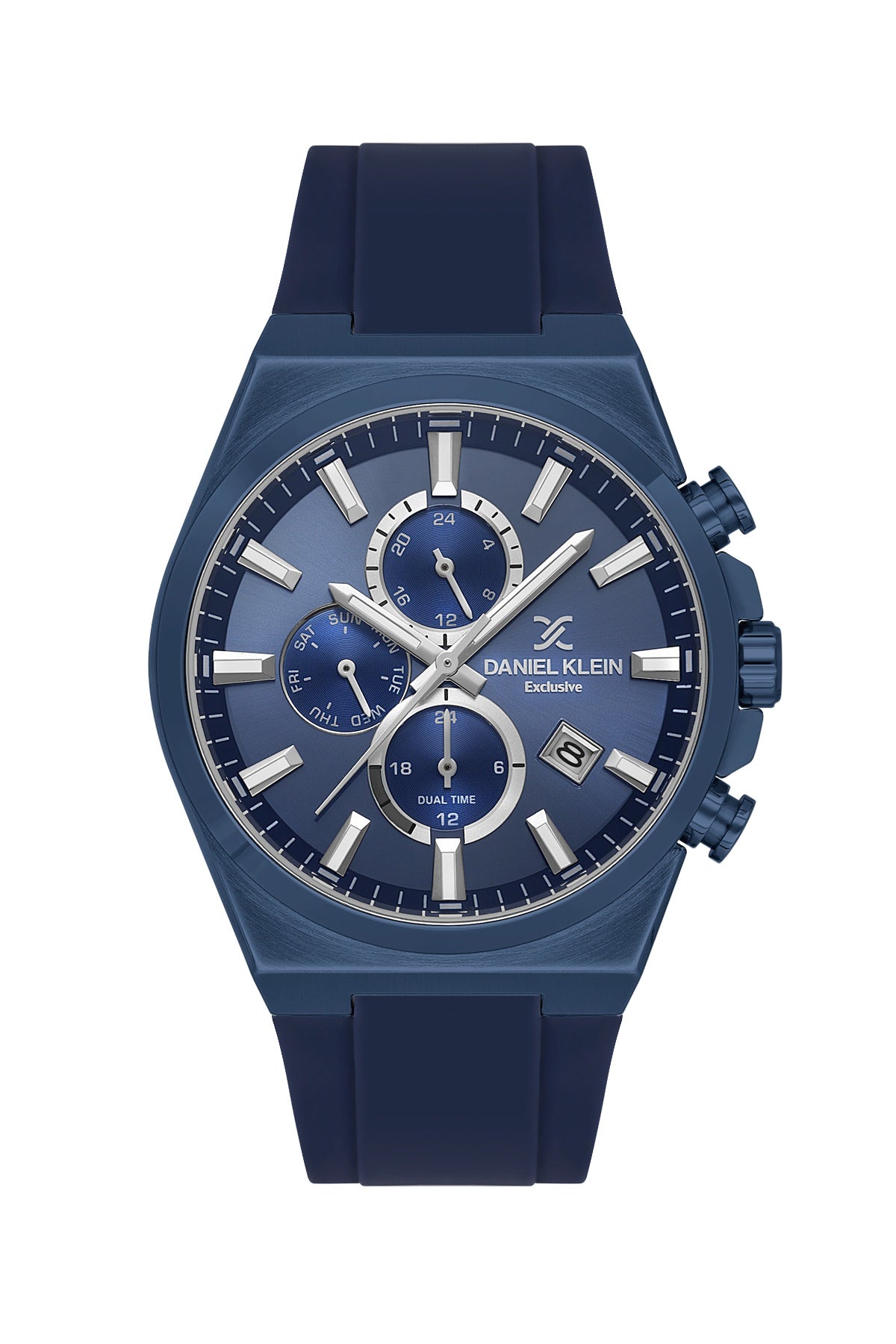 Men Navy Blue Dial Blue Silicone Strap Chronograph Analogue Watch