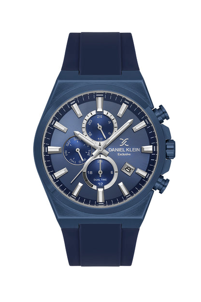 Men Navy Blue Dial Blue Silicone Strap Chronograph Analogue Watch