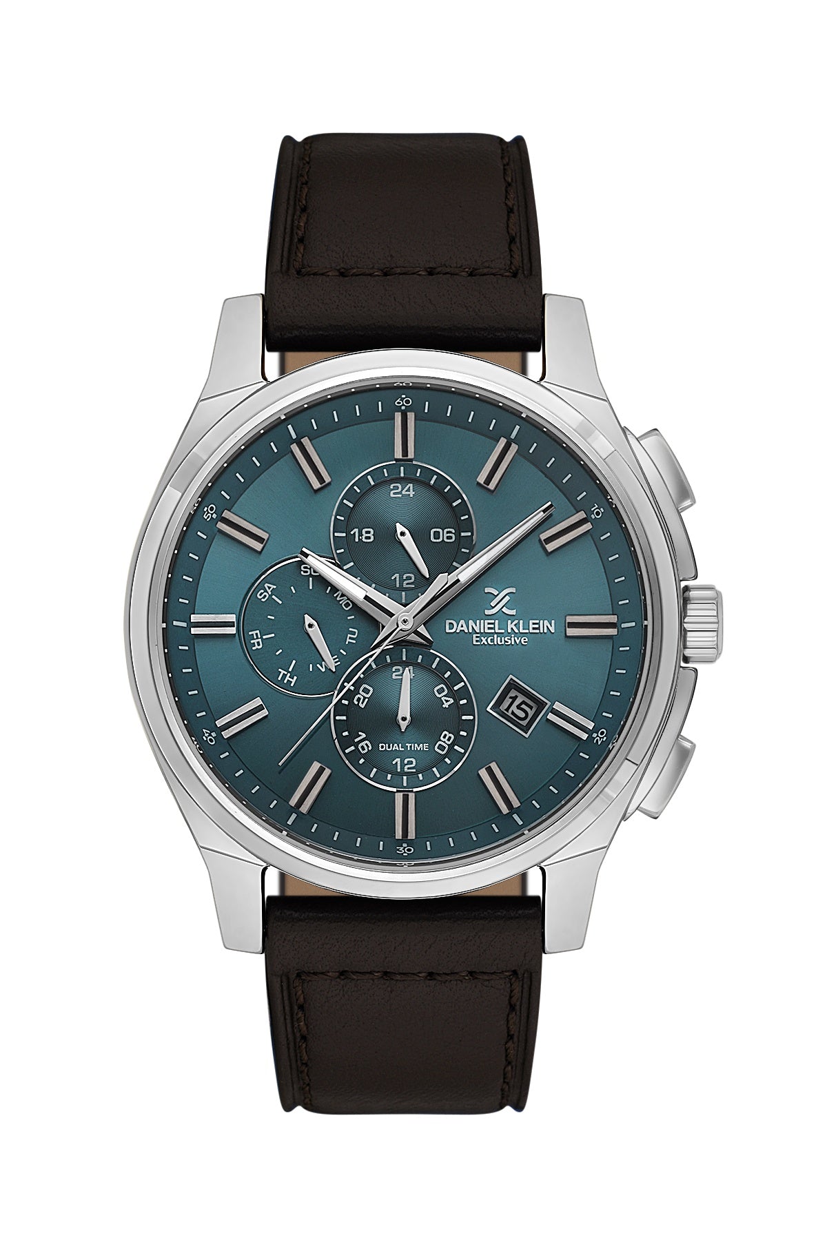 Men Blue Dial Brown Leather Strap Chronograph Analogue Watch