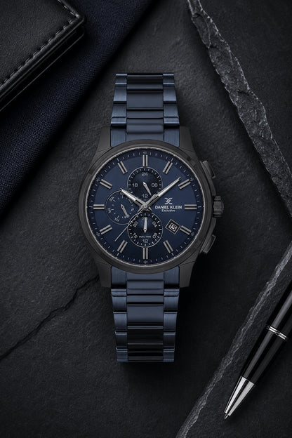 Men Blue Dial Blue Chronograph Analogue Watch