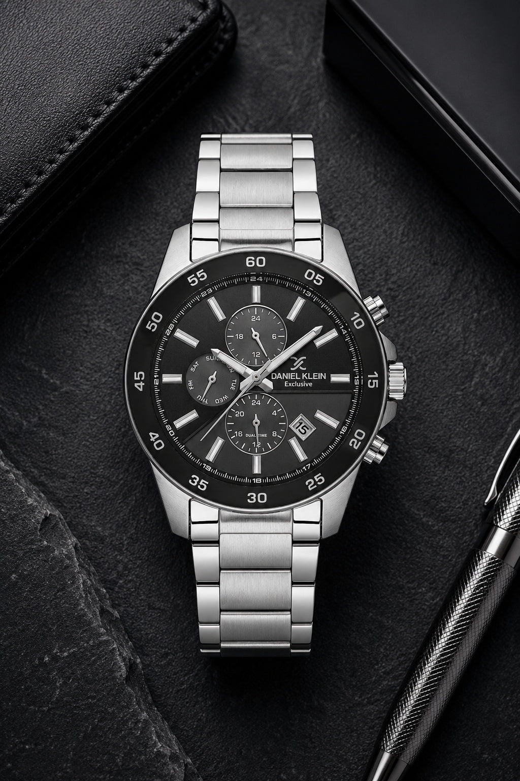 Men Grey Dial Silver Chronograph Analogue Watch