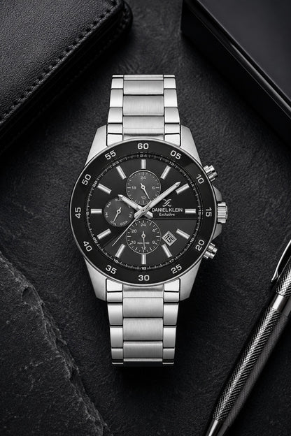 Men Grey Dial Silver Chronograph Analogue Watch