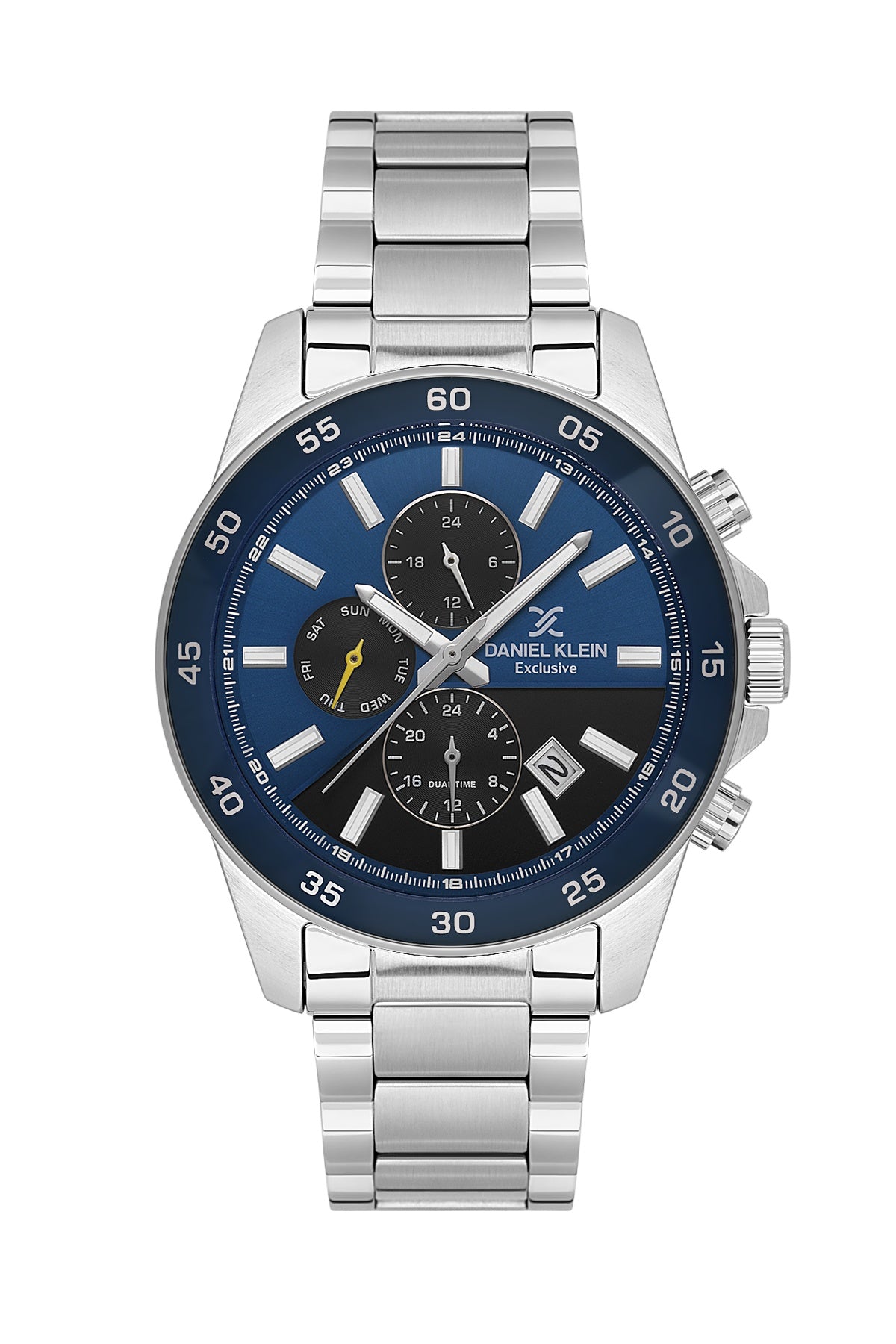 Men Royal Blue Dial Silver Chronograph Analogue Watch